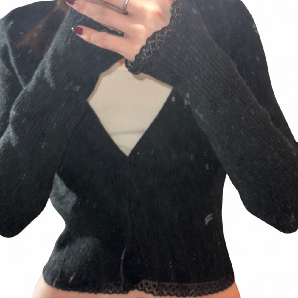 For Love And Lemons Black V-Neck Sweater
